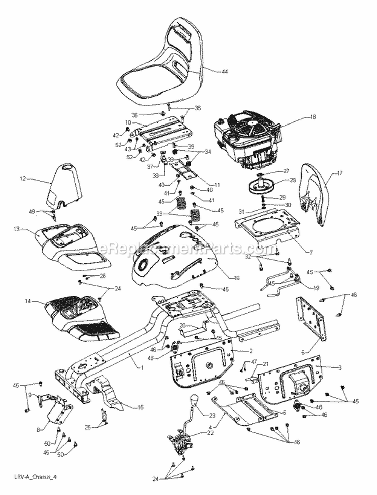 A - Chassis Enclosures Diagram and Parts List for WE261 2011-05 - 96024000102 Weed Eater Lawn Tractor